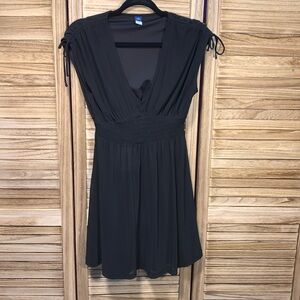 Old Navy Waist Defined Sleeveless Tie Shoulder Smocked Mesh Mini Blue Dress P S